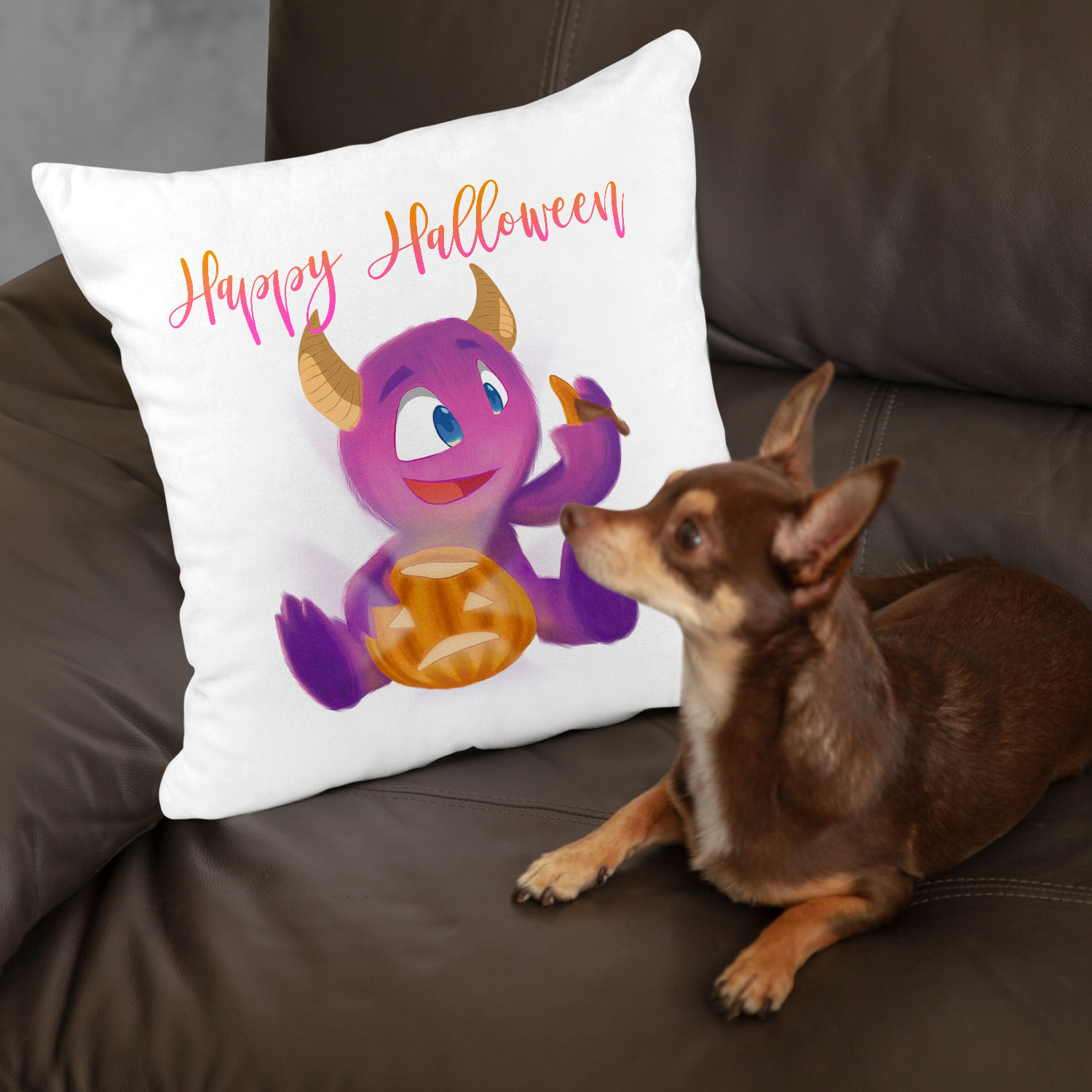 Plüsch Kuschel-Kissen Happy Halloween Monster und Kürbis – INWIEDU