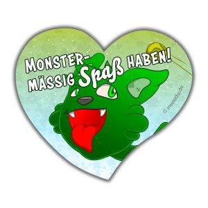 herzförmiger Magnet-Sticker Pilapets Monsterhund Pascudo hat monstermäßig Spaß