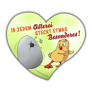 herzförmiger Magnet-Sticker Küken und Ei