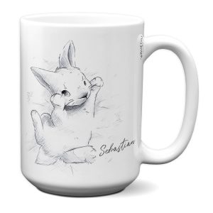 Personalisierbare XL Jumbo Keramiktasse Strichzeichnung Hase