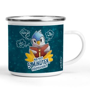 Personalisierte Emaille Becher Pinguin Lesen mit Namen